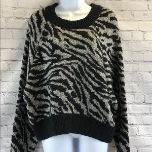 Large Top Shop Crewneck Zebra Sweater Size Large